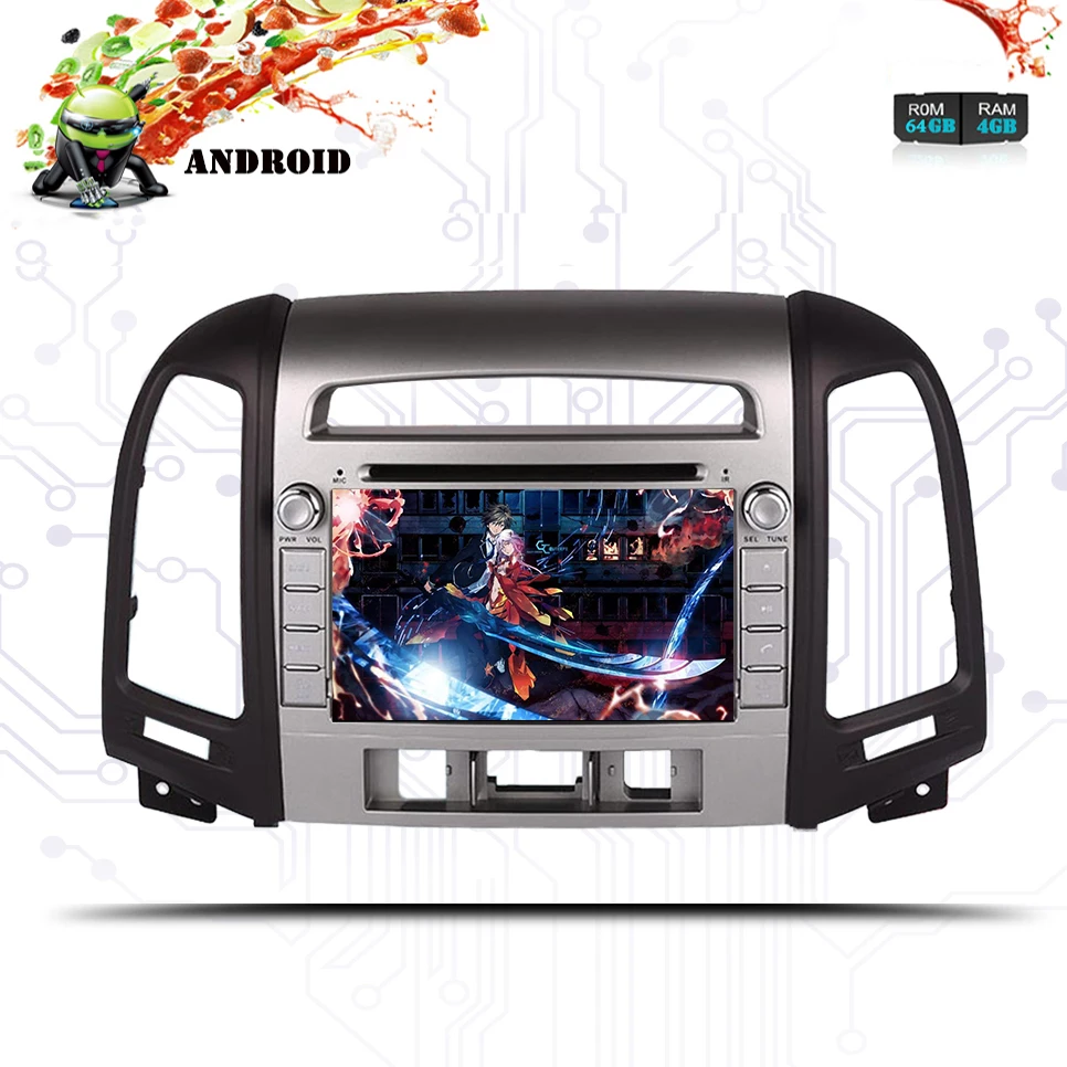 Восьмиядерный Android 10 0 автомобильный DVD для Hyundai Santa Fe 2007 - 2010 -2012 радио Navi gps плеер 64