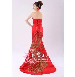 2013 new wind Chinese cheongsam dress wedding strapless fishtail skirt embroidered dress./A19-15 | Свадьбы и торжества