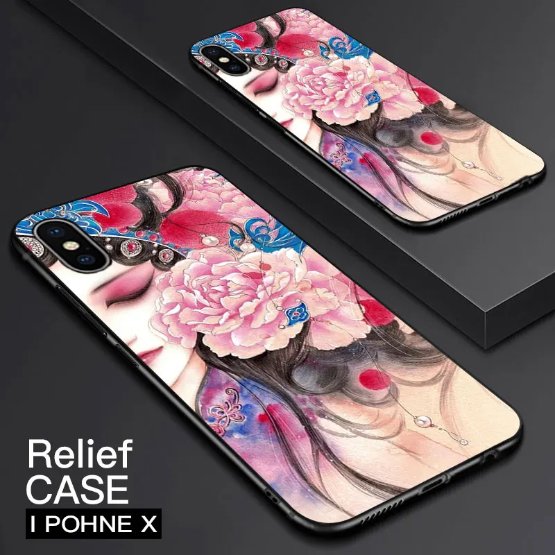 Для iPhone X Ретро 3D рельеф Мрамор Камера Тотем китайской культуры всемирного