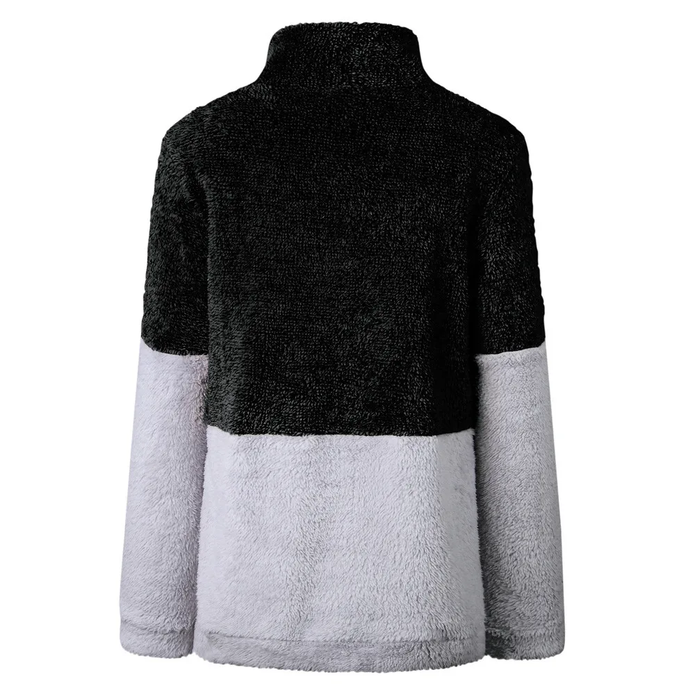 

New Autunn Winter Fashion Women Velvet Long Sleeve Zipper Turtleneck Pockets Tops Sweater BlouseWomen Casual Warm Clothing