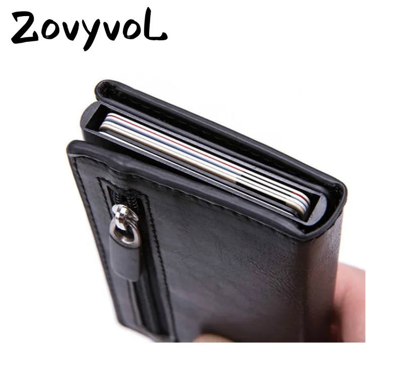ZOVYVOL, новинка, кошельки для монет из искусственной кожи, магнитный закрывающийся держатель для карт, RFID блокирующий кошелек для карт, Умный кошелек, винтажный Повседневный Кошелек для денег