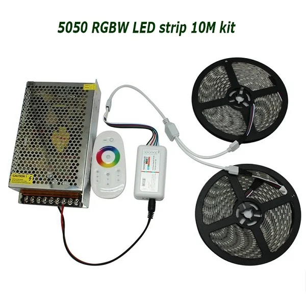 10M kit 5 м-20 м 12 В постоянного тока Светодиодная лента RGBW RGBWW 5050 гибкая лента+ 2,4 г контроллер RF RGB+ светодиодный блок питания - Испускаемый цвет: 10M kit