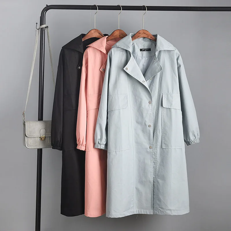 Casual Korean Women Trench Coat Spring 2018 Slim Full Sleeve European Windbreaker Long loose Ladies Overcoat | Женская одежда
