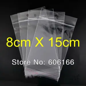 1000 шт.лот 8*15 см подвесное отверстие прозрачное самоклеящееся уплотнение полиэтиленовый пакет пластиковые упаковочные пакеты