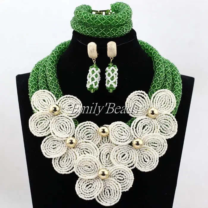 Великолепный зеленый Нигерийский Африканский комплект ювелирных изделий из