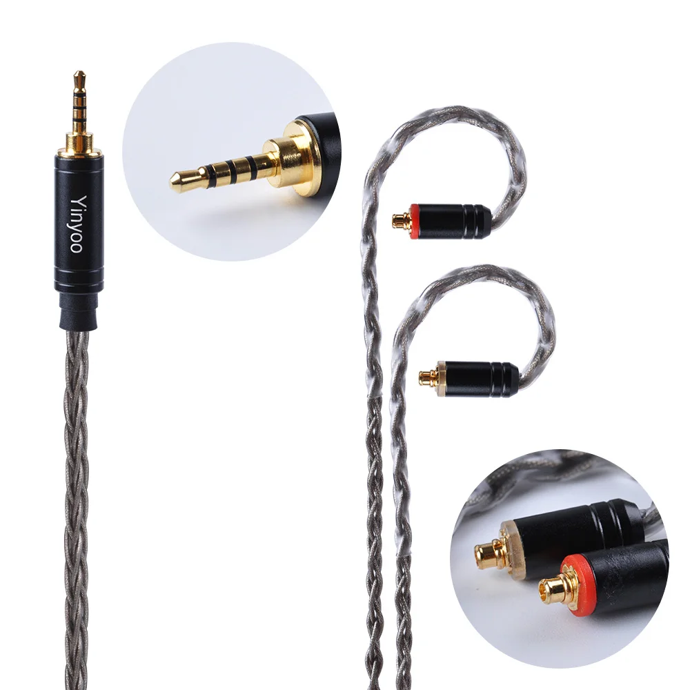 Yinyoo коричневый 8 Core с серебряным покрытием Модернизированный кабель 2 5/3 5/4 4 мм
