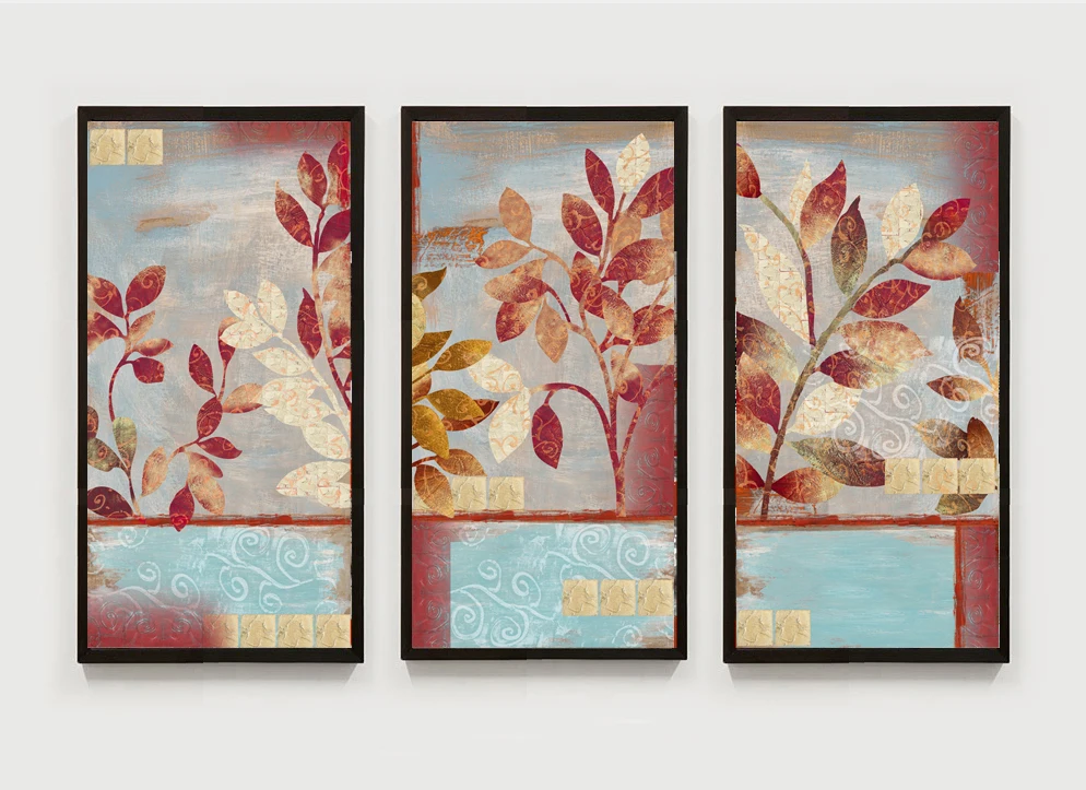 3 предмета дешевые в американском стиле абстрактные красные листья холст