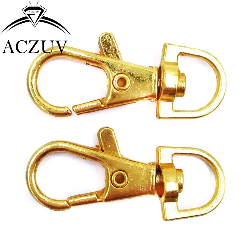 Gold Plated 200pcs 38mm Metal Swivel Lobster Clasp Snap Hook for Keychains Purse Chain Handbag Buckles DIY Accessories SLC019