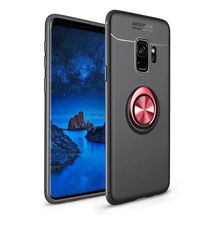 Для Samsung Galaxy S8 плюс S9plus S9 кольцо держатель крышки для J3 J5 J7 J330 J530 J730 мягкий TPU чехол для автомобиля Магнитный чехол для Note 8 - Цвет: black red