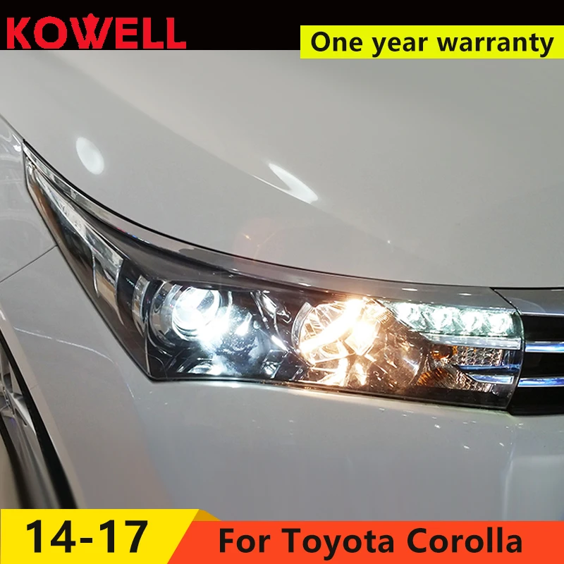 

Автомобильные фары KOWELL для Toyota Corolla 2014-2016 Altis, светодиодные фары DRL, ксеноновые линзы, дальний и ближний свет, противотуманные фары