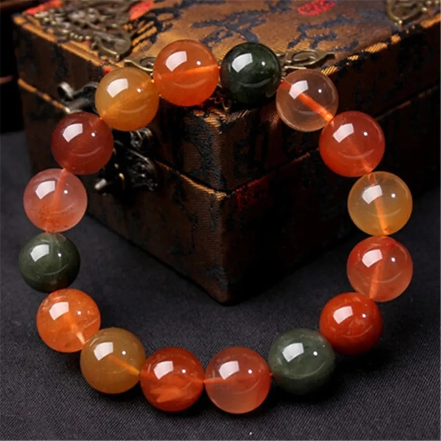 

2018 Новинка, оптовая продажа, подлинный натуральный камень Fukurokuju, разноцветные Круглые Кристальные бусины, растягивающийся браслет с подвес...