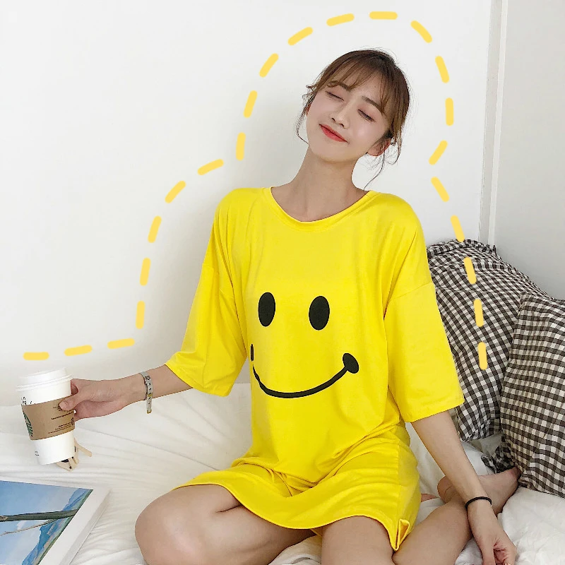 Женское Хлопковое платье с принтом персонажа летнее Свободное длинное футболка