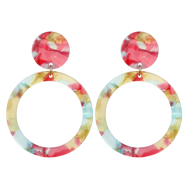 ez251a Women's Earrings Fashion Korea Acrylic Leopard Pattern Bohemian Charm Geometric Drop Earrings for Girls Jewelry Gifts New - Окраска металла: ez251a
