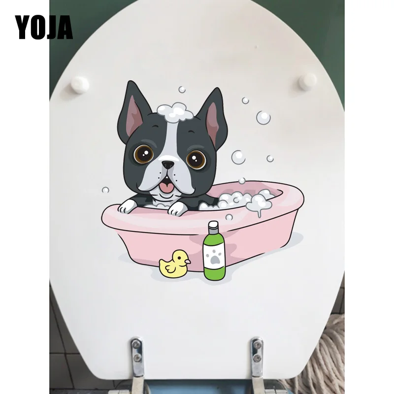 YOJA 19,4*19,6 см собака мультфильм Ванная комната Декор Туалет наклейки на сиденья настенные наклейки T1-0274