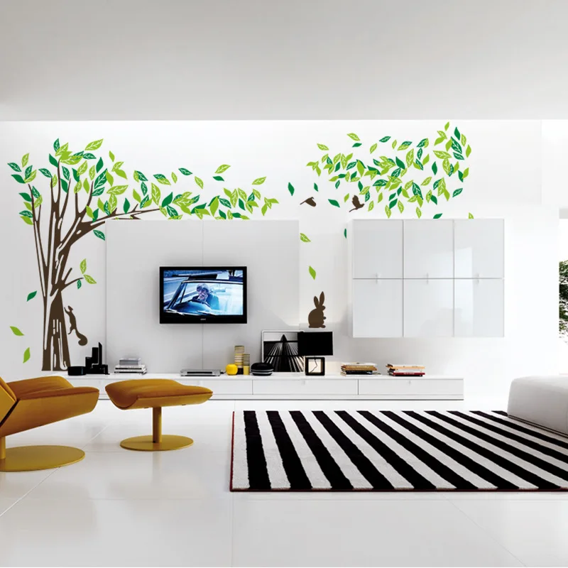 Настенные стикеры большого размера с изображением дерева белка птица домашний