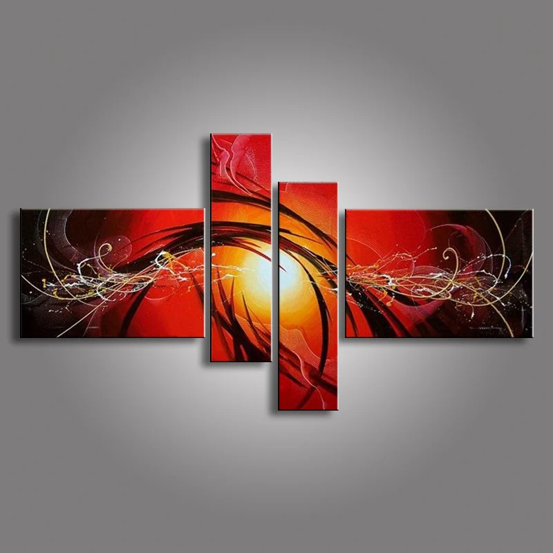 

Hand Painted Abstract Oil Paintings On Canvas Red Black White Modern Oil Painting Set Home Decoration Wall Art For Living Roon