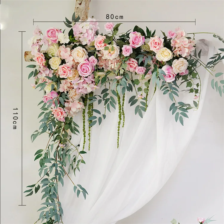 Pink 02 Вечерние украшения для свадебной арки, искусственный цветок, шар, окно, искусственный цветок, Настенный декор для отеля, Свадебный декор, сценический фон, ряд цветов - Цвет: Pink 02