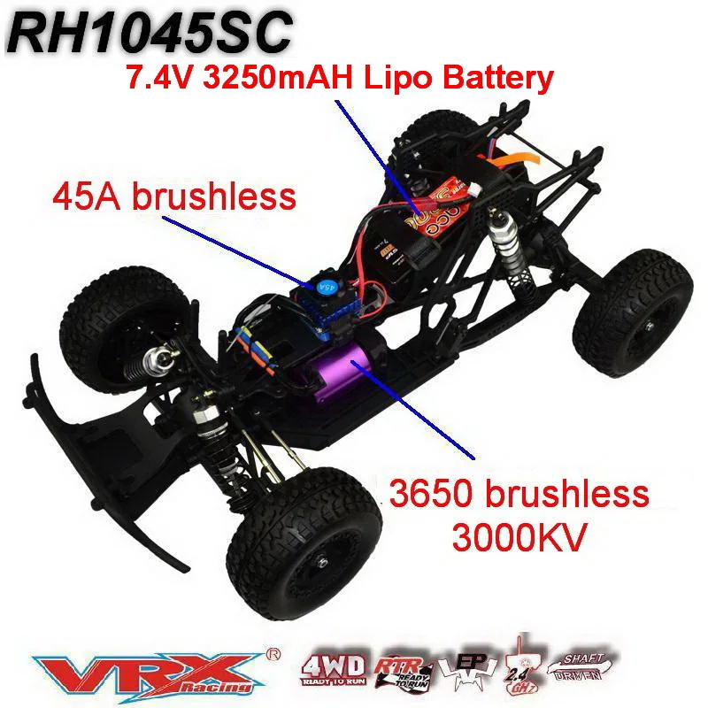 Радиоуправляемый грузовик VRX Racing RH1045SC масштаб 1/10 4WD электрическая короткая карта