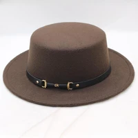 classic solid color felt fedoras hat for men women wool blend jazz cap wide brim simple church derby flat top hat