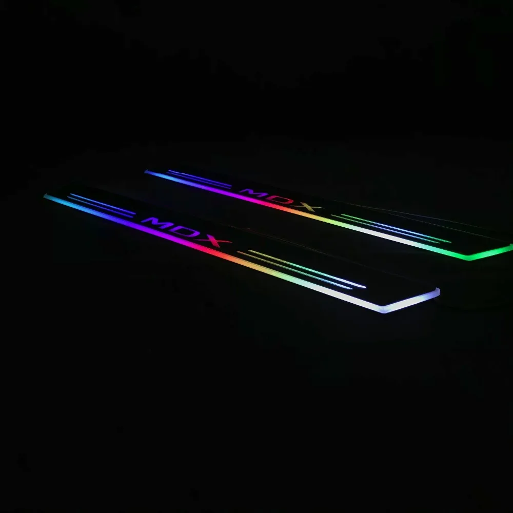 RQXR led движущиеся двери потертости для acura mdx динамический порог пластина плоская подкладка накладки rgb плавный свет, 2 шт