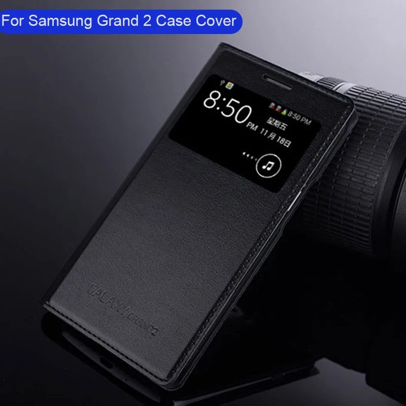 Для Samsung Galaxy Grand 2 Grand2 чехол S View с функцией задней крышки батареи G7102 G7105 G7106 умный