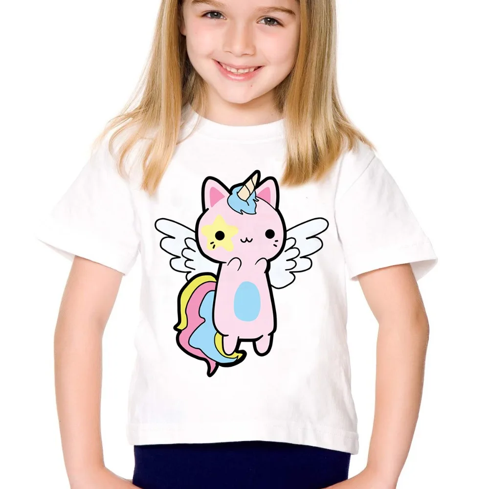 Футболка для мальчиков и девочек с изображением единорога I'm A Adult Unicorn Cat Fly Angel