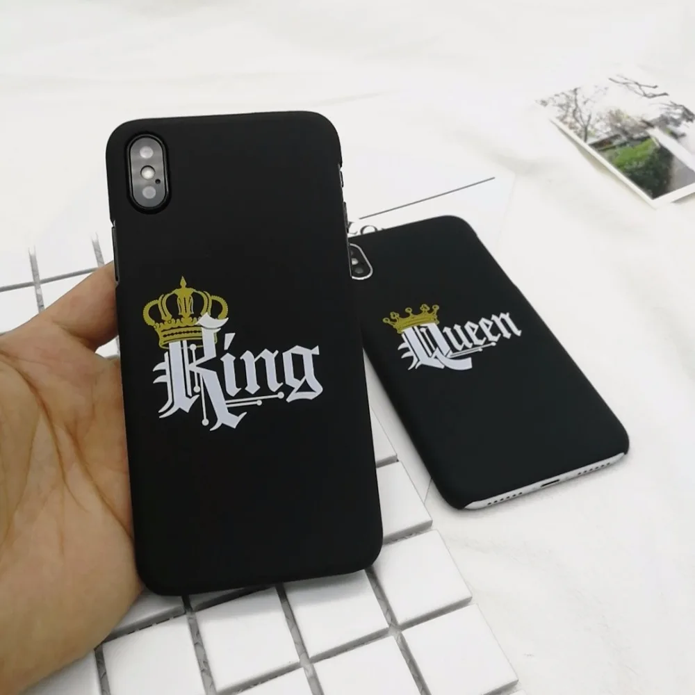 3D английская буква King queen чехол для iPhone X XS 10 8 6 S чехлы пара мягкий TPU телефона 7 Plus