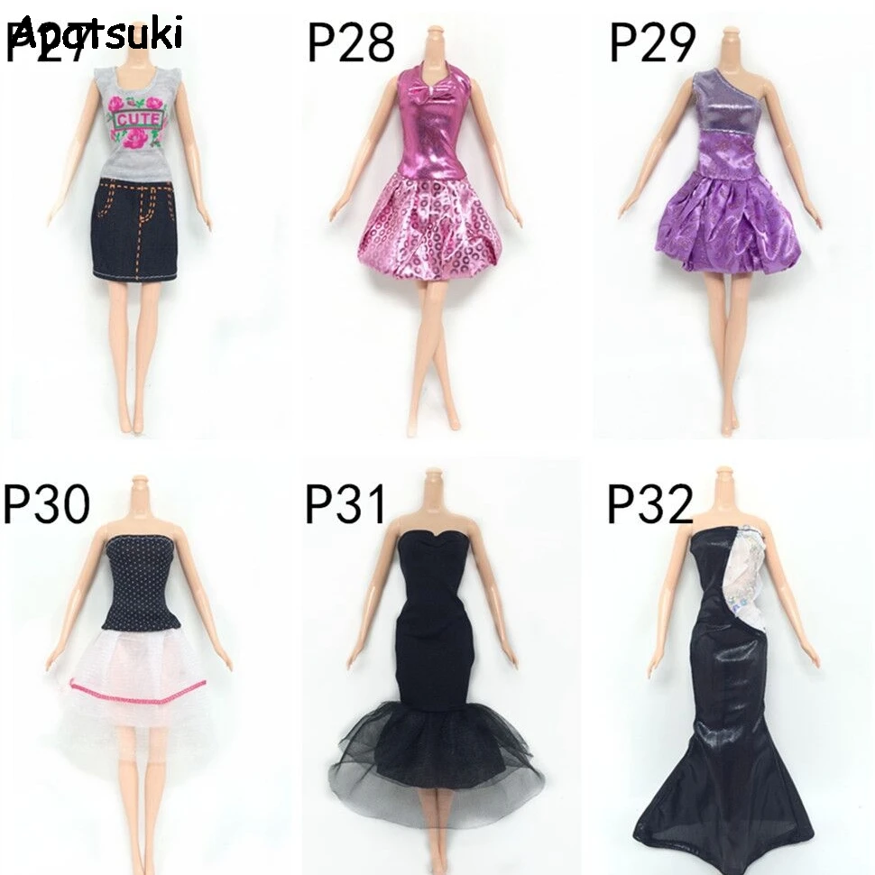 6 компл./лот модная одежда для кукол Барби цельное платье 1/6 BJD кукольный дом куклы