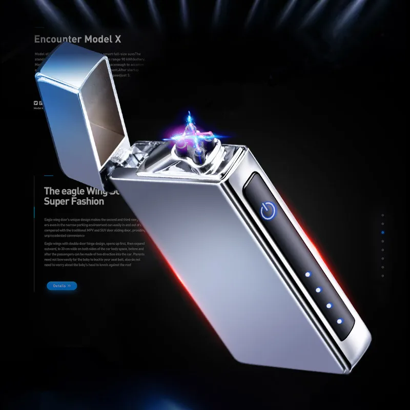USB ветрозащитные импульсные зажигалки металлические электронные смарт дисплеи