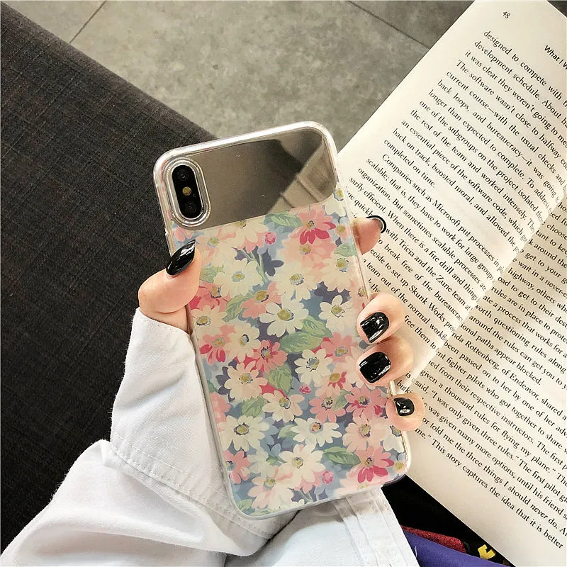 GlamPhoneCase зеркальный цветочный чехол для телефона iPhone X Xs Max XR 8 7 простой мягкий из
