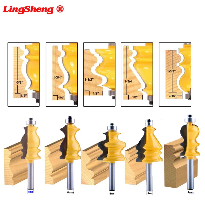 5Pcs Router Bit 5 шт. 8 мм хвостовик корпус и база формовочный фрезерный Бит Набор CNC линейный нож деревообрабатывающий режущий шип фрезы по дереву инструменты - Длина режущей кромки: 5Pcs Router Bit