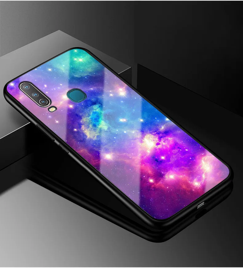 18 ДЛЯ VIVO Y17 чехол PC Пластиковый стеклянный чехол для телефона черный ТПУ бампер чехол для Vivo Y17 Y 17 Y15 Vivo 1902 Y12 Y3 Y 12 чехол - Цвет: 18