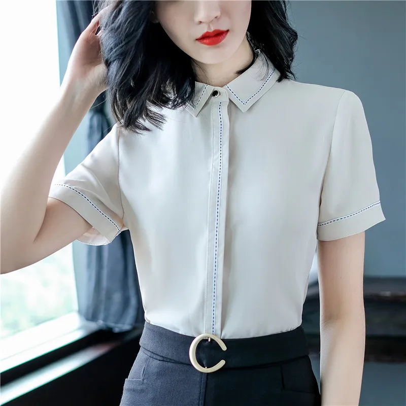 Blusas mujer de moda 2019 с коротким рукавом рубашки женские Лоскутные Женские топы и блузки