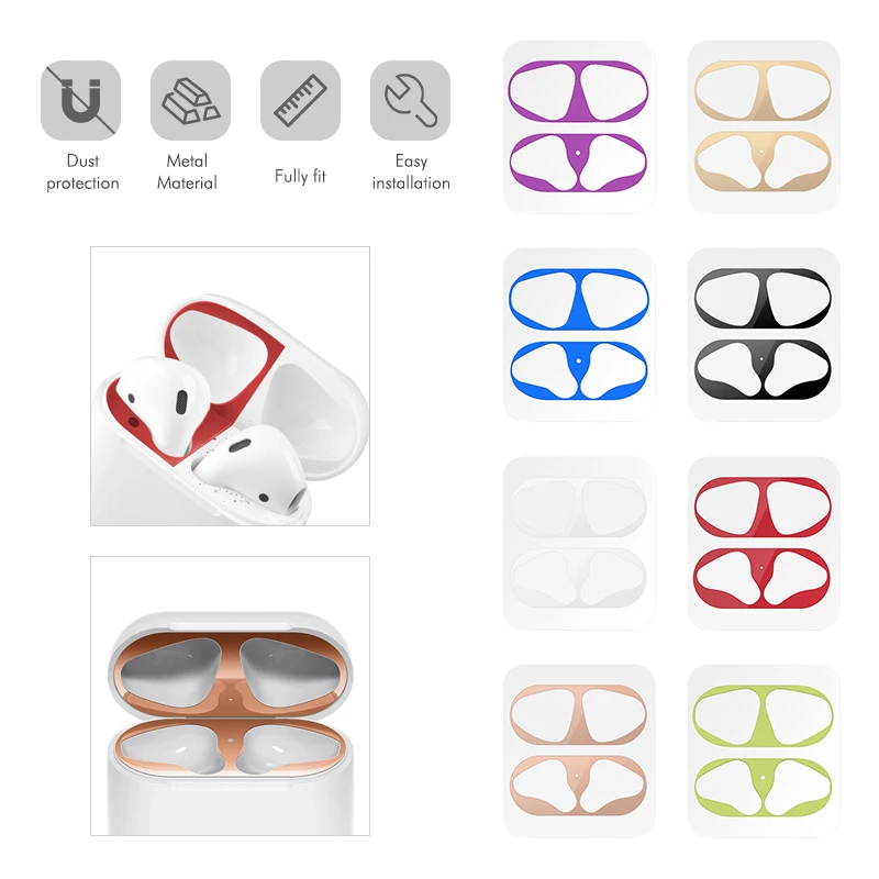 Металлическая Пылезащитная наклейка для Apple AirPods чехол пылезащитная защитная