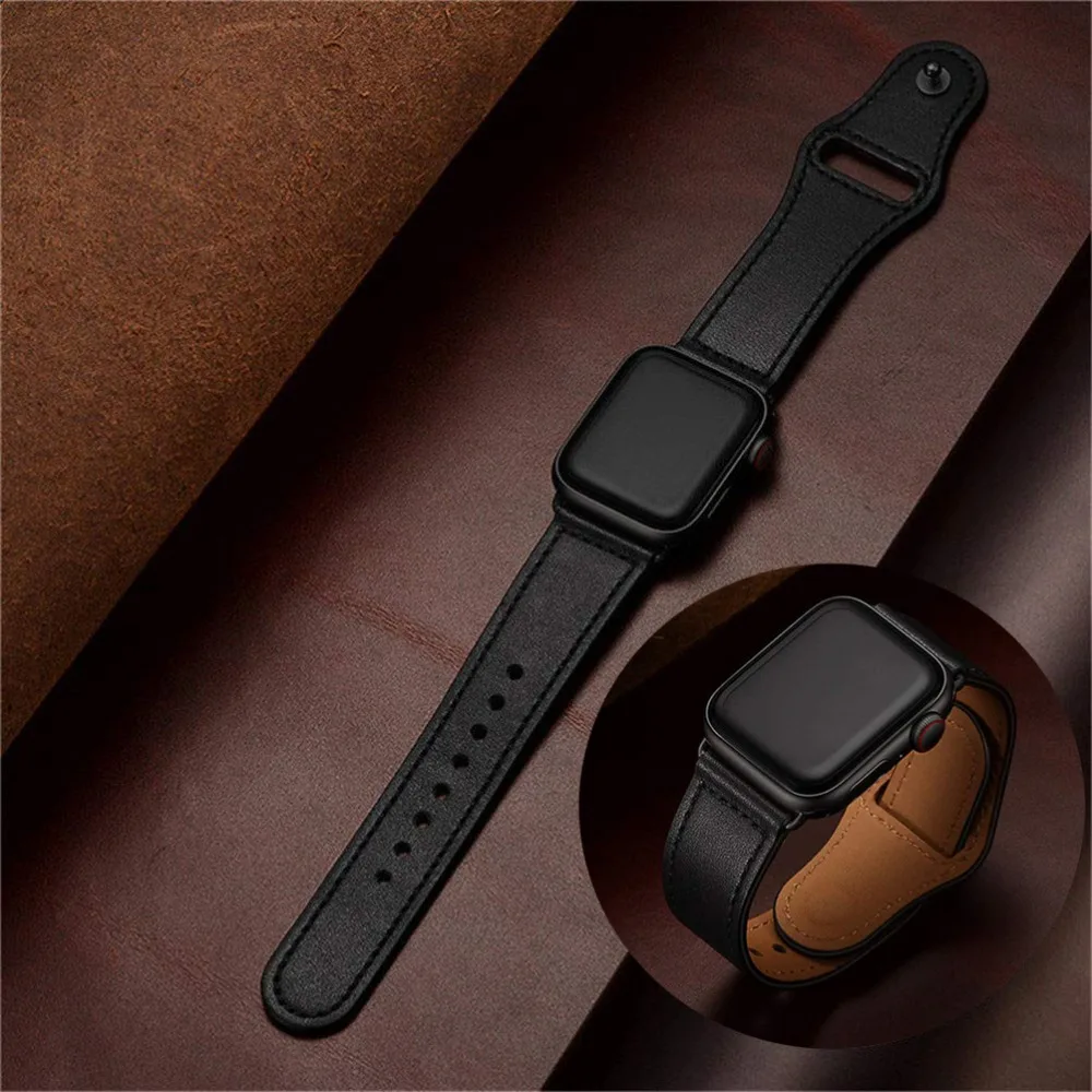 Новый ремешок из 100% натуральной кожи для apple watch series 3 2 1 38 мм 40 42 44 iwatch 5 4 браслет