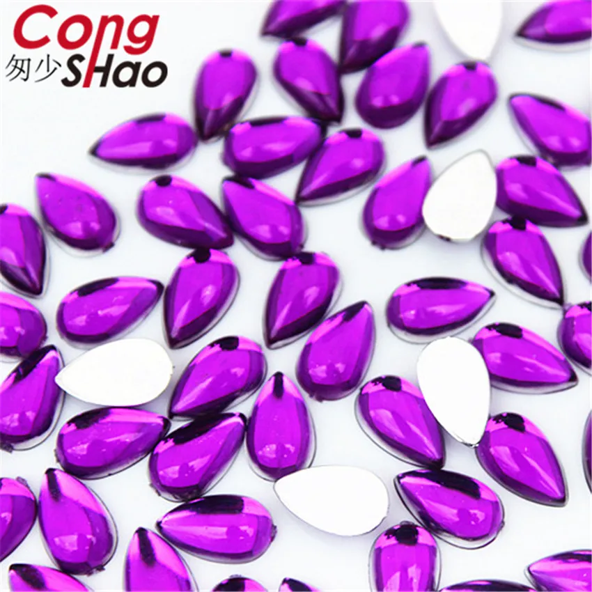 Cong Shao 400 шт. 6*10 мм Красочные акриловые стразы с плоской задней стороной отделка