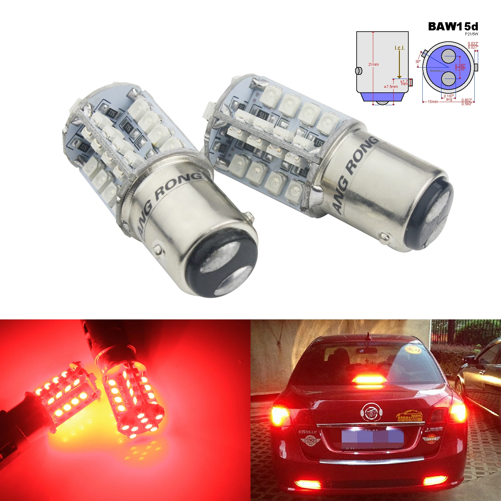 ANGRONG 2x567 PR21/5W BAW15d лампа 40 SMD светодиодный фонарь заднего хода и стоп сигнала