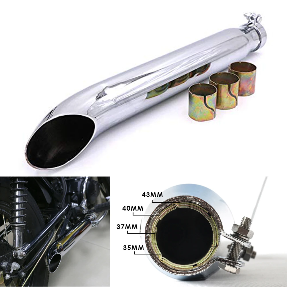 

For Harley Bobbers /Honda CRF230F CRF150F Universal Chrome Motorcycle Cafe Racer Exhaust Pipe Muffler Tail Tube Silencer