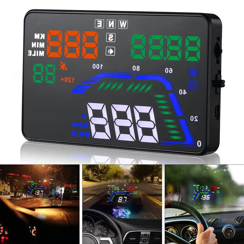 Универсальный Q7 5 дюймов Автомобильный HUD GPS дисплей спидометры превышение