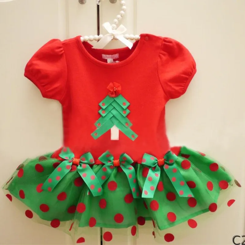 Лидер продаж 1 шт. распродажа красные новогодние Детские платья в горошек