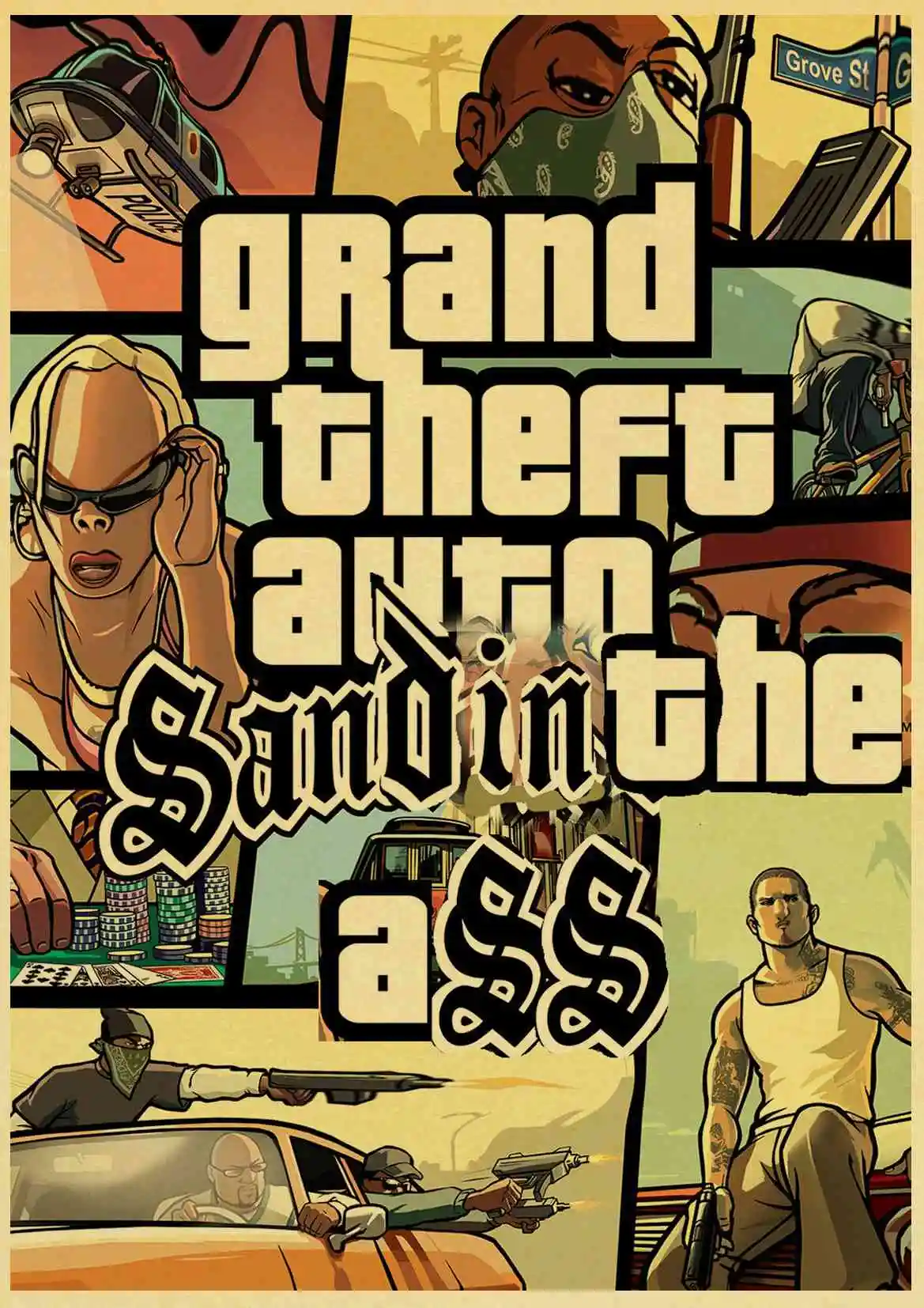 Grand Theft Auto GTA 5 игра ретро крафт-бумага плакат печатные настенные картины для гостиной винтажные декоративные наклейки на стену - Цвет: E102