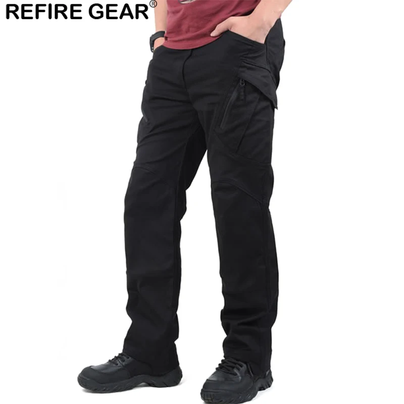 Мужские брюки ReFire Gear IX9 хлопковые для походов альпинизма с множеством карманов