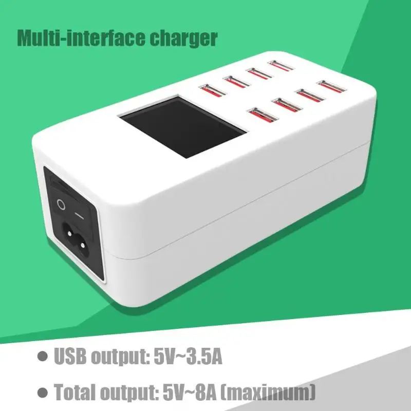 Портативный 8 портов Смарт USB зарядное устройство с ЖК-дисплеем мобильный телефон