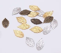 antiquity 300pcs 1810mm metal leaf leaves bead with hole for sewing craft diy bride hair headwear bag clothes decoration