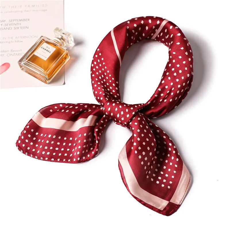 2019 женский квадратный шелковый шарф в горошек с принтом летние шали бандана