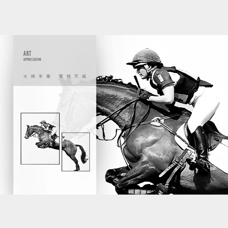 Черно белые рыцарские живопись на холсте с изображением лошади минималистский