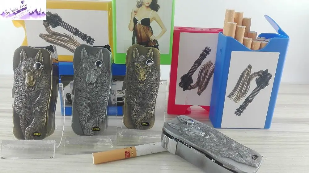 Smoking set plastics cigarette box funny lighter Wolf sculpture personalized lighters Cigarette accessories! | Дом и сад