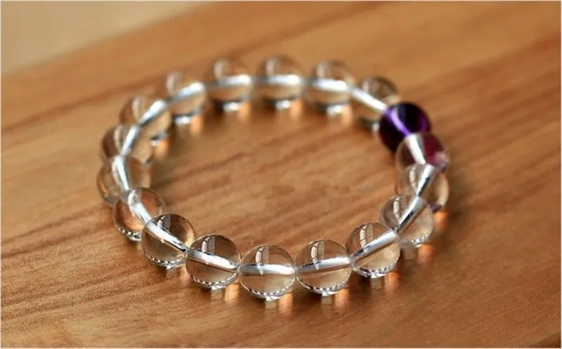 Nature Pure White Crystal Bracelets Purple Round Beads Single Lap Hand Strings Bangles Fashion Men Women Jades Jewelry | Украшения и