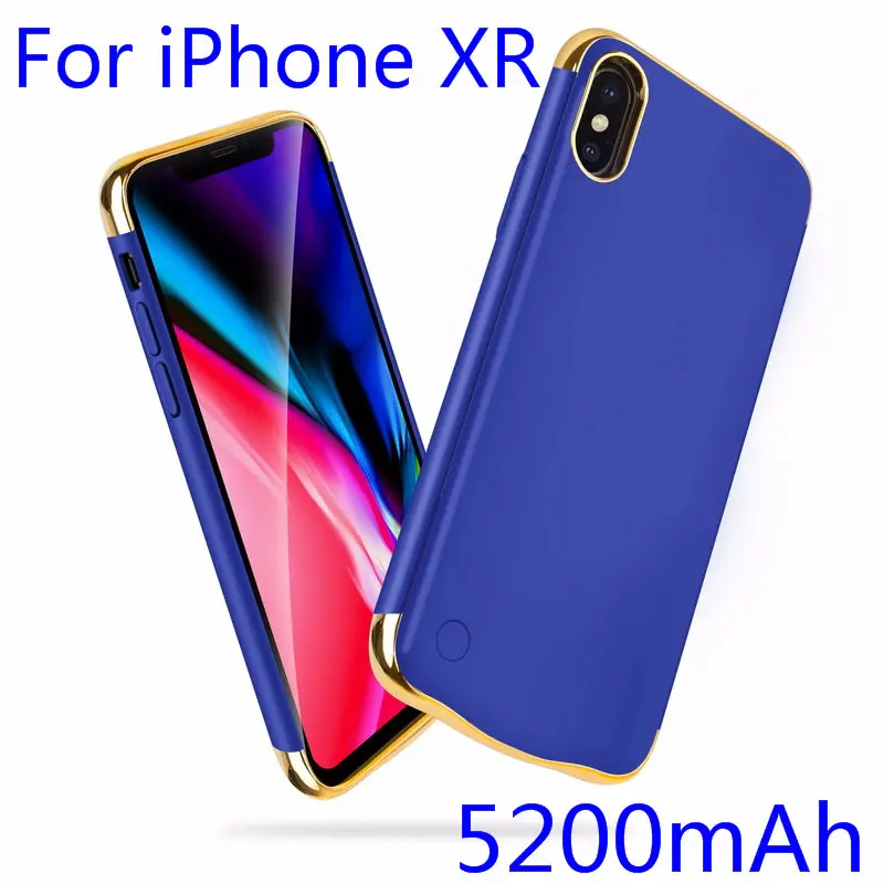 Тонкий противоударный чехол для зарядного устройства для iPhone XR XS Max, перезаряжаемый внешний аккумулятор для iPhone X XS, чехол для зарядки - Цвет: IXR-Blue