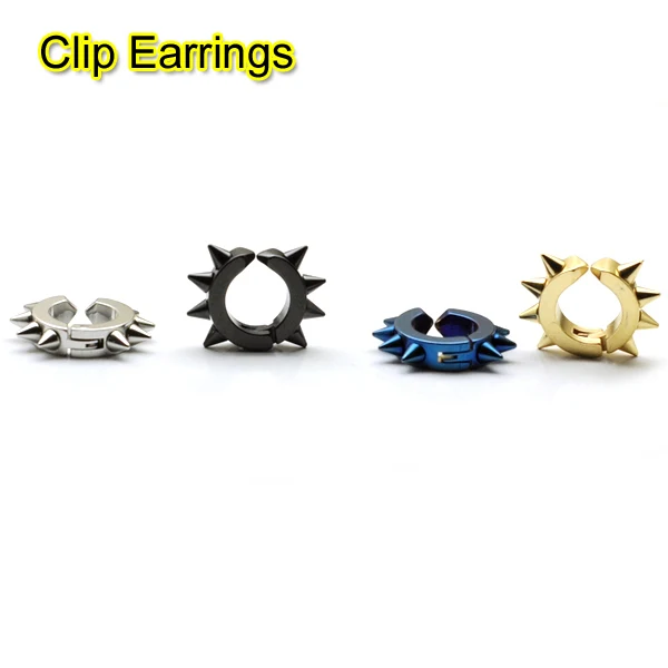 2 pieces Fashion Men Clip Earring Titanium Steel Round No Piercing Ear Cuff Wrap Black Stainless | Украшения и аксессуары